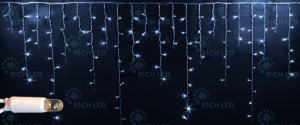 Светодиодная бахрома Rich LED 3x0.9 м IP65, герметичный колпачок, черный резиновый провод