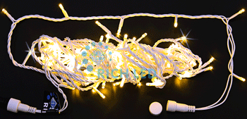 Светодиодная гирлянда Rich LED Нить 10 м, 220В, мерцающая, на белом проводе, ТЕПЛЫЙ БЕЛЫЙ, RL-S10CF-220V-W/WW