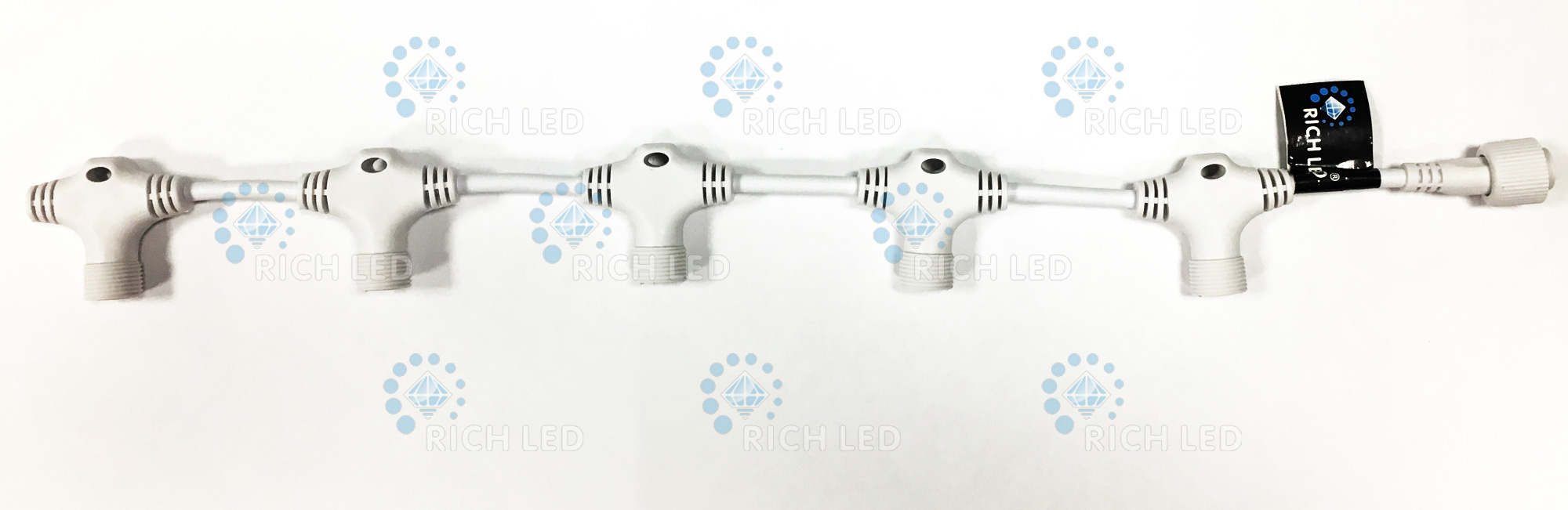 Разветвитель универсальный 0,6 м для гирлянд Rich LED, провод белый, 5 лучей, для нитей 10 м, бахромы, занавесов, 2 pin