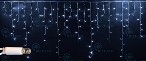 Светодиодная бахрома Rich LED 3x0.9 м постоянного свечения, IP65, герметичный колпачок прозрачный провод, белый