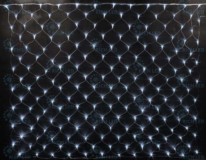 Светодиодная сетка Rich LED черный провод  2*2 м, белая