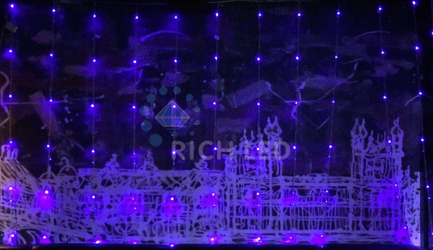 Светодиодный дождь Водопад Rich LED, прозрачный провод , 3х2 м, 24 В, синий