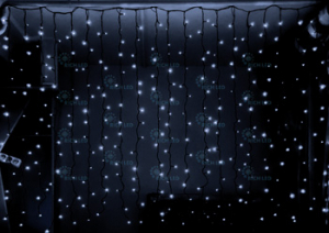 Световой дождь Rich LED облегченный, черный провод, 2х1.5 м, белый