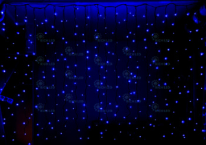 Световой дождь Rich LED облегченный, черный провод, 2х1.5 м, синий