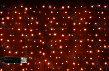 Световой дождь Rich LED облегченный, черный провод каучук, 2х3 м,  красный