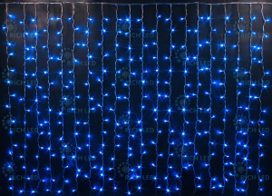 Световой занавес Rich LED мерцающий облегченный, прозрачный провод, 2х1.5 м, синий