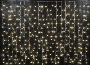 Световой занавес Rich LED облегченный, прозрачный провод, 2х1.5 м, теплый белый